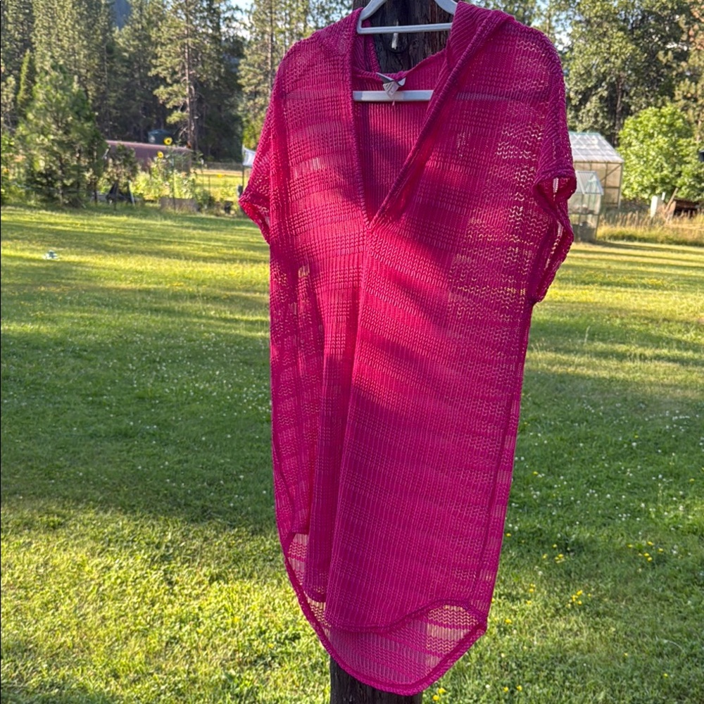 Fuchsia Mesh Beach Cover-Up